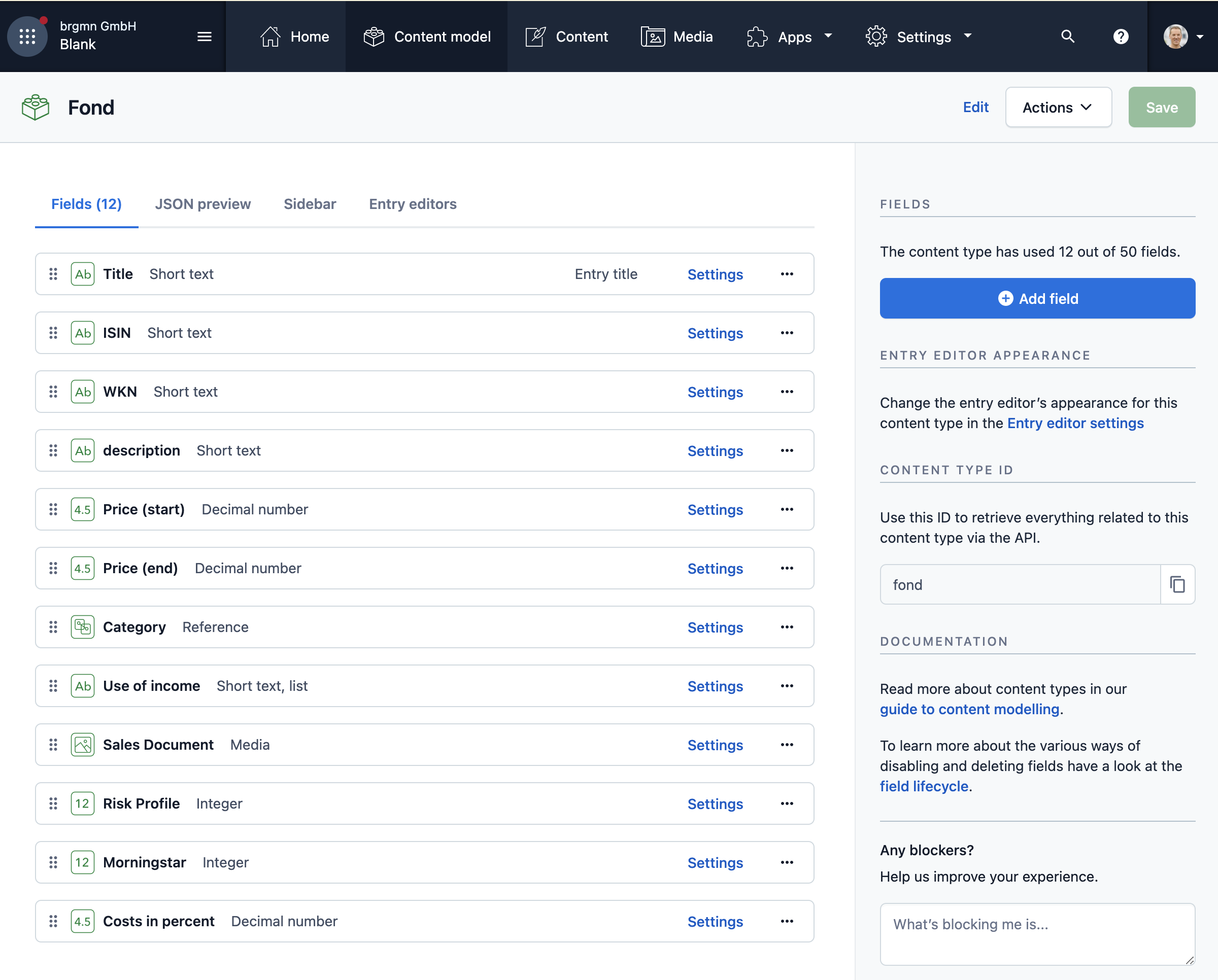 Contentful Content Type Builder